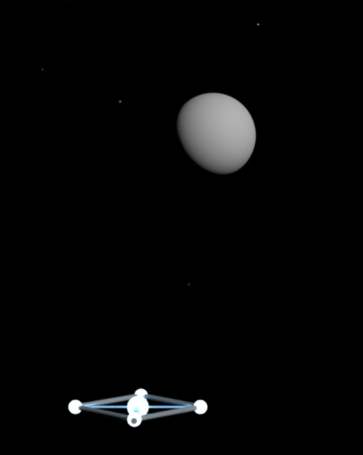 Render of the L1 diamond stabilizer with the Moon in the background